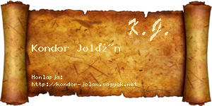 Kondor Jolán névjegykártya